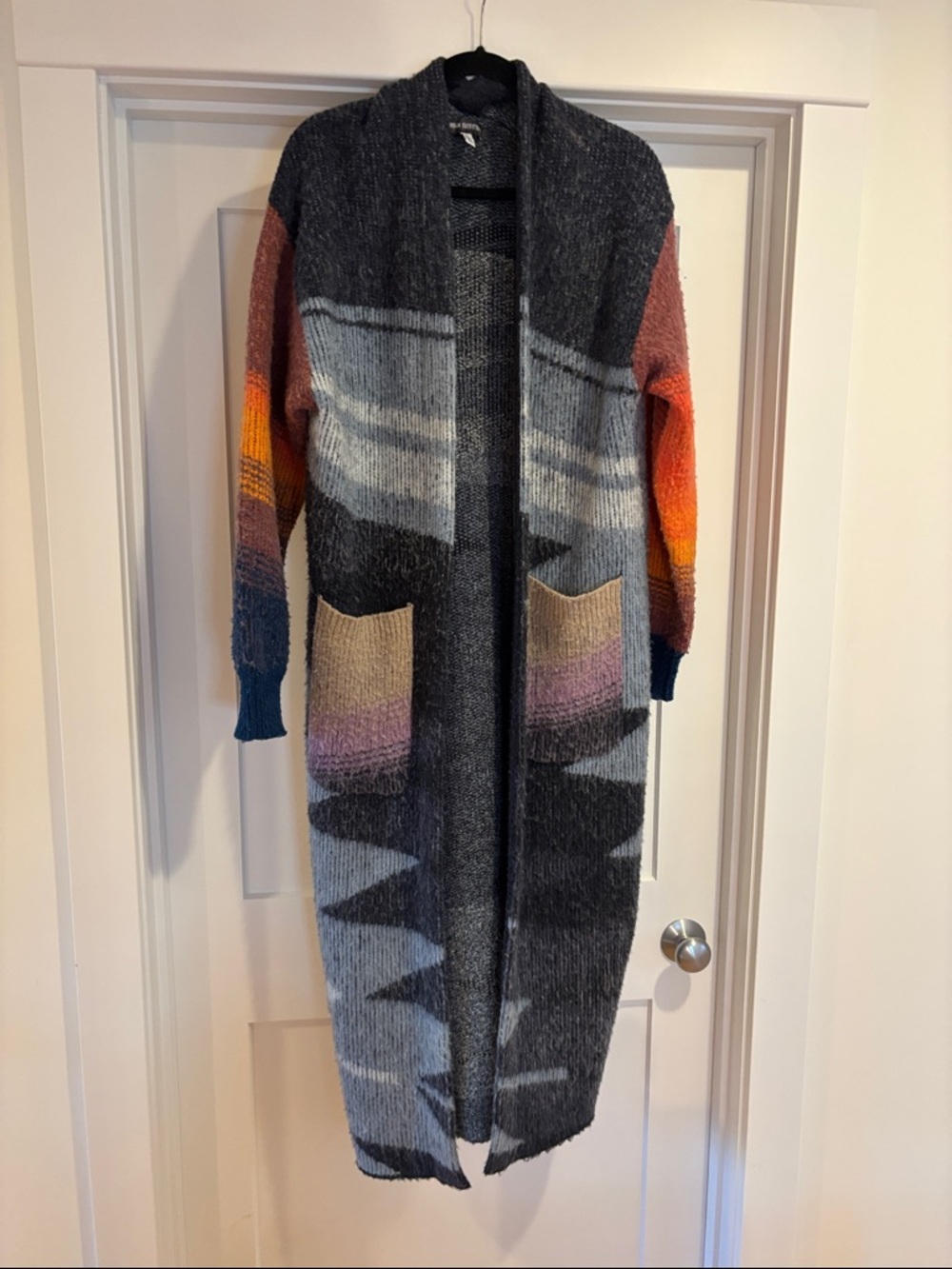 Long Open-Front oversized  Knit Cardigan Sweater - Multicolor